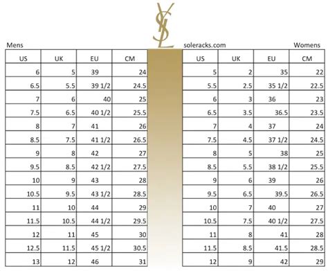 ysl heel size chart